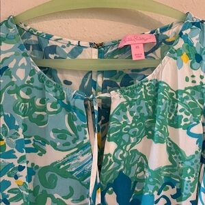 Lilly Pulitzer Green & Blue Floral Keyhole Dress